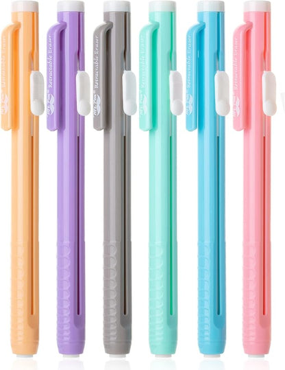 Mr. Pen- Retractable Mechanical Pencil Eraser, Pack of 6, Pastel Colors, Artist & Pen Eraser