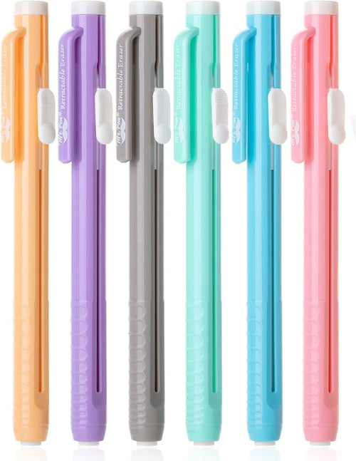 Mr. Pen- Retractable Mechanical Pencil Eraser, Pack of 6, Pastel Colors, Artist & Pen Eraser