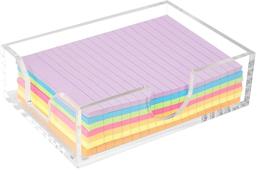 4x6 Acrylic Memo Holder with Sticky Notes for Desk, Clear Sticky Note Dispenser with Adhesive Notepad, 4x6 Acrylic Notepad Holder Desk Organizer for Office Home School (DP027)