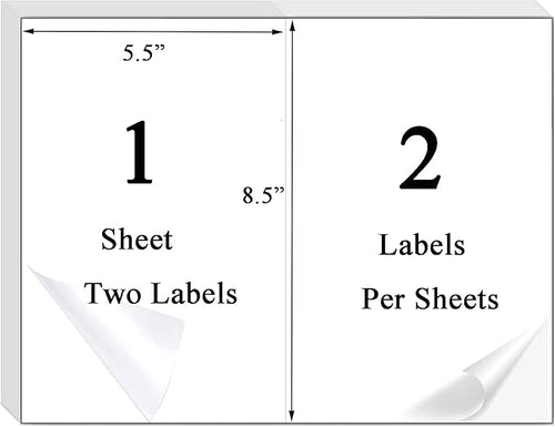 8.5 X 5.5 Shipping Label, Half Sheet Labels, Shipping Labels 2 Per Sheet, Laser & Inkjet Printer Printable, 5126/8126, Blank White Mailing Postage Labels (500 Sheets, 1000 Labels)