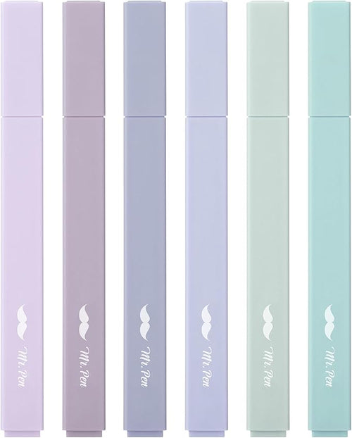 Mr. Pen- Aesthetic Highlighters, 6 pcs, Chisel Tip, Morandi Colors, No Bleed Bible Highlighter Pastel, Highlighters Assorted Colors, Pastel Highlighter Set, Cute Highlighters