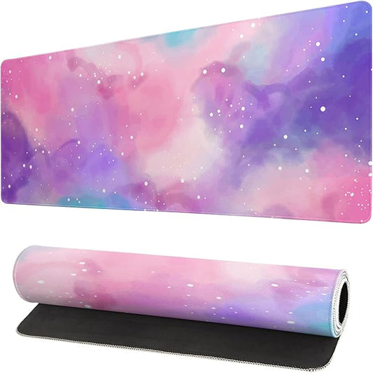 Extended Gaming Mouse Pad, Large Gaming Mouse Waterproof with Stitched Edges, Non-Slip Desktop Pad for Home and Office, Level Up Your 31.5x11.8 Inch… (Iridescent Cloud)