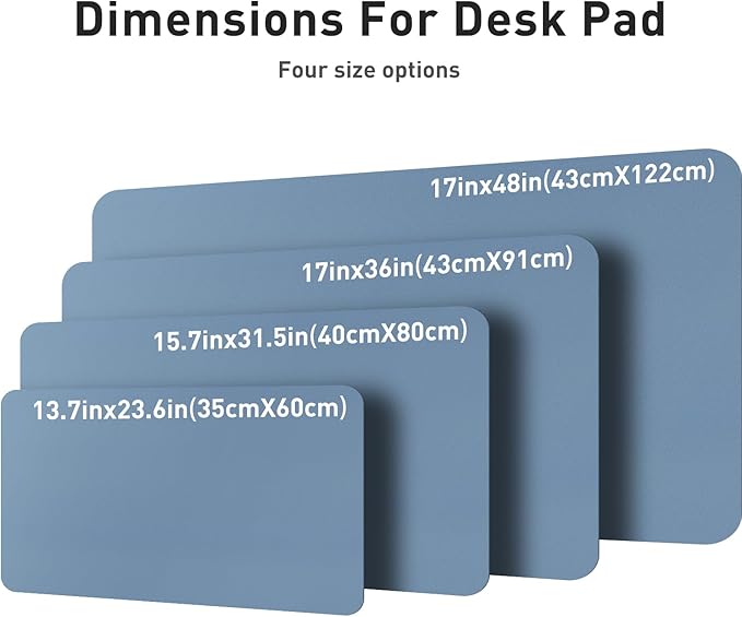 Aothia Leather Desk Pad Protector, Office Desk Mat, Large Mouse Pad, Non-Slip PU Leather Desk Blotter, Laptop Desk Pad, Waterproof Desk Writing Pad for Office and Home (48"x17", Denim Blue)