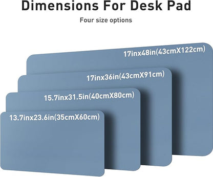 Aothia Leather Desk Pad Protector, Office Desk Mat, Large Mouse Pad, Non-Slip PU Leather Desk Blotter, Laptop Desk Pad, Waterproof Desk Writing Pad for Office and Home (48"x17", Denim Blue)