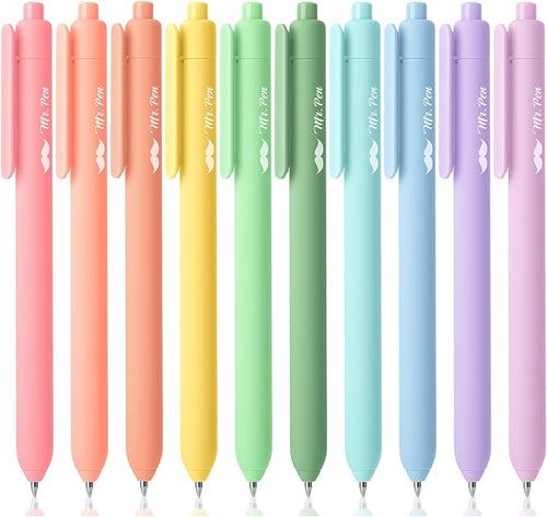 Mr. Pen- Retractable Gel Pens, 10 Pack, Pastel Color Ink Gel Pens, Gel Pens Fine Point 0.7mm, Retractable Pens, Cute Pens, Gel Ink Pens, Aesthetic Pens for Journaling Fine Tip Pens