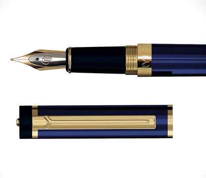 Dryden Designs Fountain Pen Medium Nib Gift Pouch - with 24 Ink Cartridges - MCM (Deep Blue)