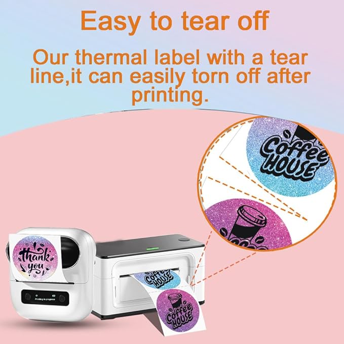 2 x 2 Round Thermal Labels, 2 inch Round Thermal Sticker Labels for Business and Home, for Label Printer, for M110/M220/M221 Label Maker，140 Labels for Printer, White