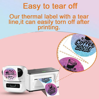2 x 2 Round Thermal Labels, 2 inch Round Thermal Sticker Labels for Business and Home, for Label Printer, for M110/M220/M221 Label Maker，140 Labels for Printer, White