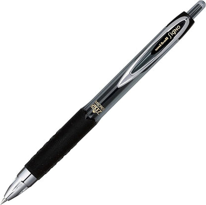 uni-ball® 207™ Retractable Fraud Prevention Gel Pens, Micro Point, 0.5 mm, Black Barrels, Black Ink, Pack Of 12