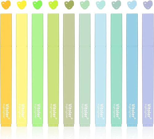 Vitoler 10Pack Bible Highlighters, Cute Assorted Colors Pastel Highlighters No Bleed Chisel Tip Highlighters for Aesthetic School Supplies