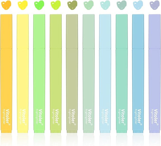 Vitoler 10Pack Bible Highlighters, Cute Assorted Colors Pastel Highlighters No Bleed Chisel Tip Highlighters for Aesthetic School Supplies