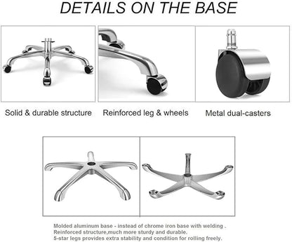 Kaleurrier Ergonomic Drafting Chair with Back Support,Multi-Functional Height Adjustable Swivel Rolling Stool,Multi-Purpose Home Office Desk Chair (White)