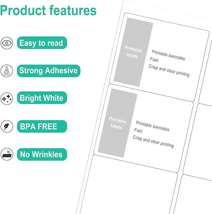 L LIKED 3-1/3" x 4" Shipping Labels 30 Sheets, Total 180 Printable White Sticker Labels, Laser/Inkjet Printing - Matte