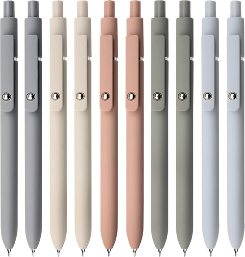 UIXJODO Gel Pens, 10Pcs 0.5mm Black Ink Pens Fine Point Smooth Writing Pens, High-End Series Retractable Pens for Journaling Note Taking, Cute Office School Supplies Gifts for Women (10 Pcs Morandi)