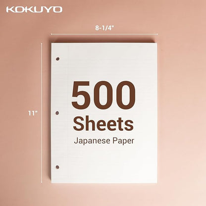 Kokuyo Campus Loose Leaf Paper for 3 Ring Binders, Smooth Writing Lined Paper, 500 Sheets, 11” x 8-1/4”, College Ruled, Bleeding-Resistance, School Suppliers, Made in Japan (WSG-NO-887G1)