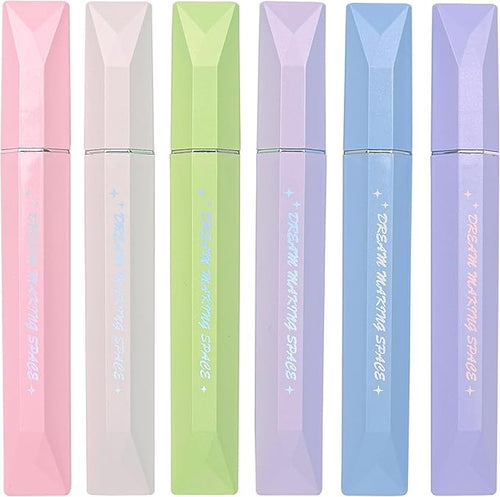 COLNK Glitter Pastel Highlighter,Set of 6 Pcs Cute Aesthetic Highlighters Assorted Colors,Chisel Tip,Metallic Highlighters for Journal Planner, Highlighting, Note-taking,Glitter Ink A