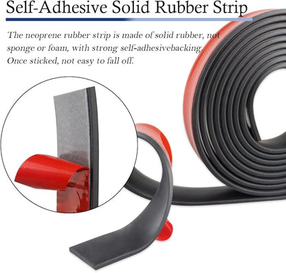 Neoprene Rubber Strips Self Adhesive Solid Rubber Sheets, Rolls & Strips for DIY Gaskets Crafts Pads Seals Warehouse Flooring Rubber Strip with Adhesive Backing (1” Wide x 1/8" Thick x 10' Long)