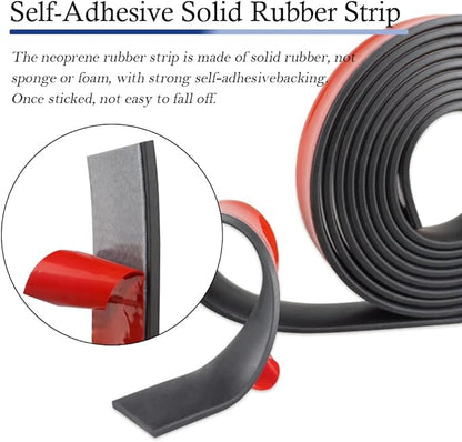 Neoprene Rubber Strips Self Adhesive Solid Rubber Sheets, Rolls & Strips for DIY Gaskets Crafts Pads Seals Warehouse Flooring Rubber Strip with Adhesive Backing (2” Wide x 1/16" Thick x 20' Long)