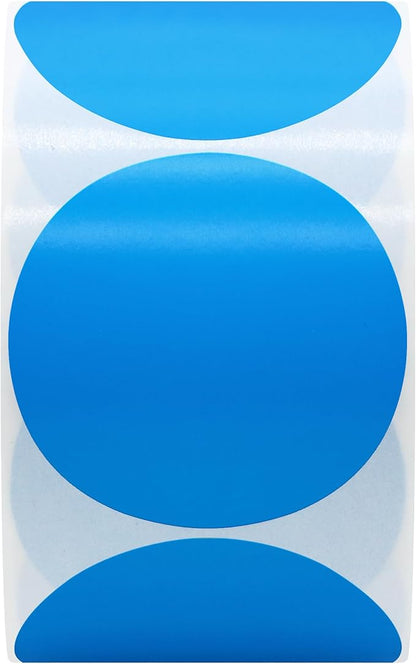 Hybsk 2 inch Circle Color Direct Thermal Stickers Shipping Labels for Barcodes,Name Tag,DIY Logo Design,QR Code,Inventory– Compatible with Zebra,Rollo,Munbyn,and More-750 pcs (2 inch,Blue)