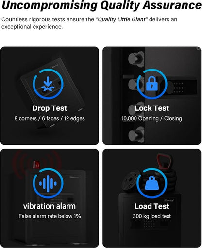 Kavey 2.0 Cub Safe Box, Home Safe with Backlit Touch Screen Keypad and Dual Alarm System, Money Safe With Mute Function and LED Light, Safe for Home Hotel Office