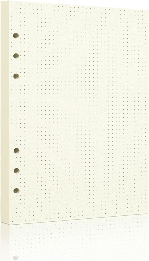A5 Dot Grid Paper, 100GSM A5 Dotted Refill Paper for 6 Ring Refillable Binder/Planner/Diary Journals/Painting -Dotted Pages,80 Sheets/160 Pages (Beige-Dot Grid-A5)