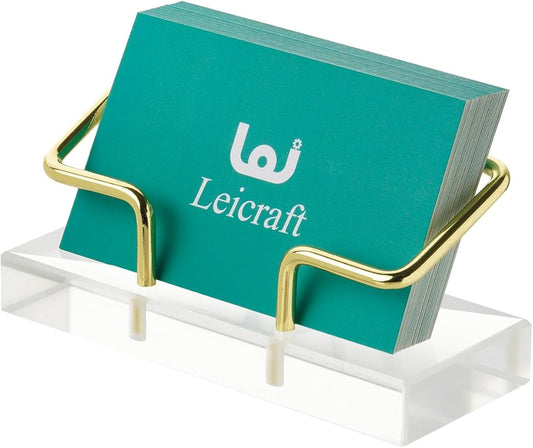 Business Card Holder for Desk, Modern Card Organizers and Office Desk Accessories for Men and Women (Golden)