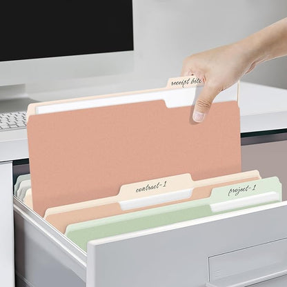 SUNEE File Folders, 18 Pack Manilla Folders 8.5 x 11, Colored Folders Office Organization Home School Folders for Documents Files Paper, 6 Pastel Colors