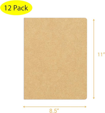 12 Pack 8.5x11 inch Large Blank Notebook Journals Bulk, 60 Pages, Sketchbook Composition Notebook Journals Subject Notebooks Planner for College Students Office