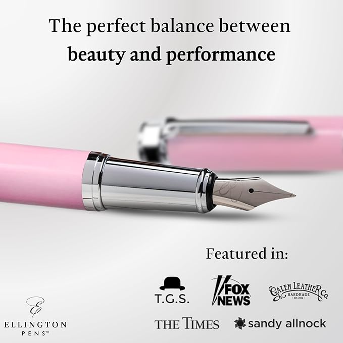 Luxury Fountain Pen Set- Fountain Pens for Writing - Smooth Medium Nib - Includes Refillable Ink Converter, 3 Ink Cartridges [Black & Blue], Gift Box - Elegant Calligraphy