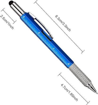 Zhanmai 8 Pcs Gift Pen for Men 6 in 1 Multitool Tool Pen with Refills Screwdriver, Ruler, Levelgauge,Fathers Christmas Graduation party Supplies(Red, Green, Blue, Gray)