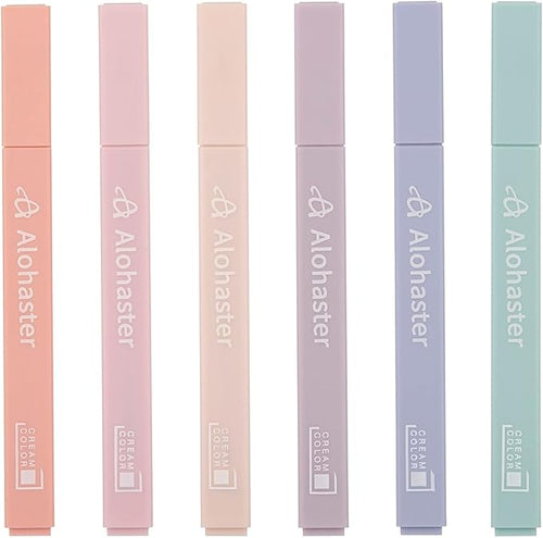 HPSIZEE Aesthetic Cute Highlighters Mild Assorted Colors With Soft Chisel Tip, No Bleed Dry Fast Easy to Hold, for Journal Bible Planner Notes School Office Supplies, 6 Pack - Youth