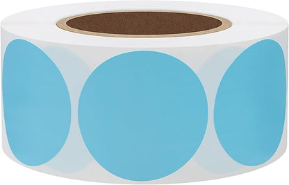 Hybsk 1.5 inch Circle Color Direct Thermal Stickers Shipping Labels for Barcodes,Name Tag,DIY Logo Design,Inventory– Compatible with Zebra,Rollo,Munbyn,and More-1000 pcs (1.5 inch,Light Blue)