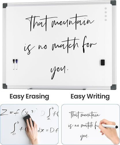 VUSIGN 6PCS Magnetic White Board Hanging 36" x 48" for Office, Class, Home, Sliver Aluminum Frame, 6 Dry-Erase Eraser, 12 Multicolor Marker, 24 Magnetic Pins