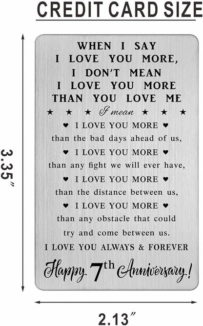 CPLJW 7th Anniversary Card Gifts for Her, 7 Year yr Happy Anniversary Romantic Wallet Card Gifts for Him