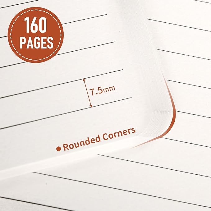 Hardcover Executive Notebooks, 160 Pages Line Ruled Classic Notebook Journal, Leather Notebooks with Pen Loop for Bussiness College Writing (Brown)