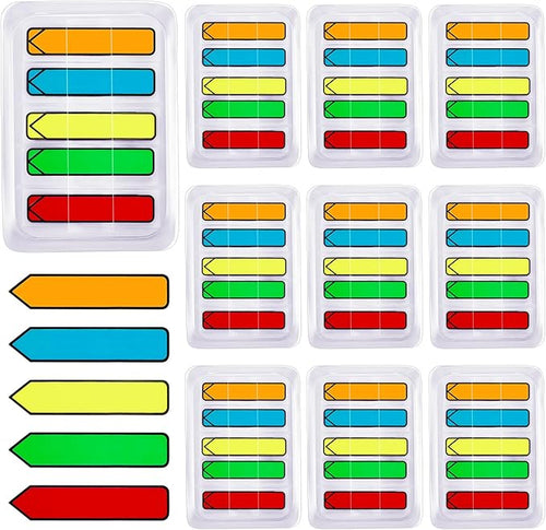 Teling 1000 Pcs Arrow Flags Arrow Tabs Flags Sign Here Tabs Arrow Stickers 5 Colors Sticky Flags Arrow Sticky Notes with Dispenser Easy to Post for Notary Books Paper