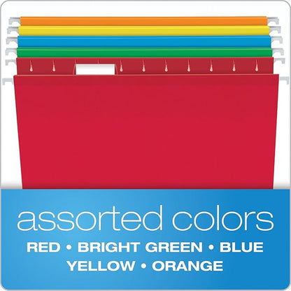 Pendaflex Reinforced Hanging Folders, Letter Size, Assorted Colors 1/5 Cut, Tabs and Inserts, 25 Per Box (41522AMZ)