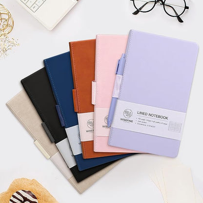 Hardcover Executive Notebooks, 160 Pages Line Ruled Classic Notebook Journal, Leather Notebooks with Pen Loop for Bussiness College Writing (Brown)
