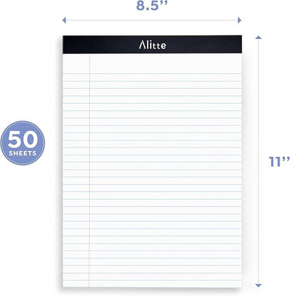 Legal Notepads 8.5 x 11, Pack of 3 - Perforated Wide Ruled Writing Pad - Premium Thick Paper, No Ink Bleeding - Blank Legal Pads For Home, Office, School, Business - 50 Sheets Per Notebook