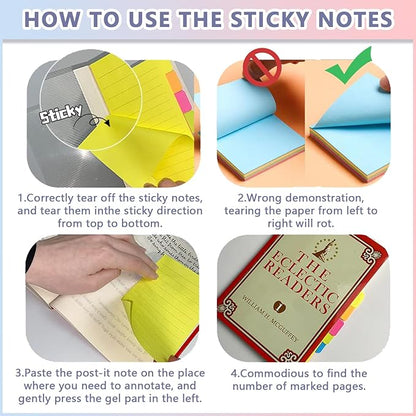 Sticky Notes Set, Sticky Notes Tabs, 710 Pack, Divider Sticky Notes, School Supplies, Office Supplies, Planner Sticky Notes, Sticky Note Dividers Tabs, Book Notes, Back to School Supplies (410pcs)