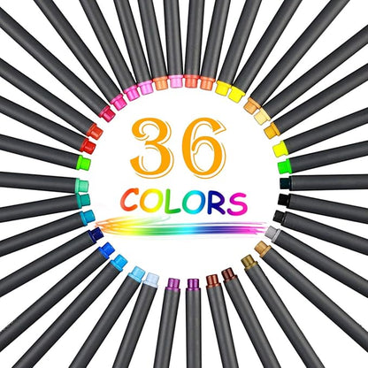 ai-natebok 36 Colored Fineliner Pens Fine Tip Pens Porous Fineliner Color Pens for Journal Planner Writing Note Taking Calendar Agenda Coloring Art School Office Supplies