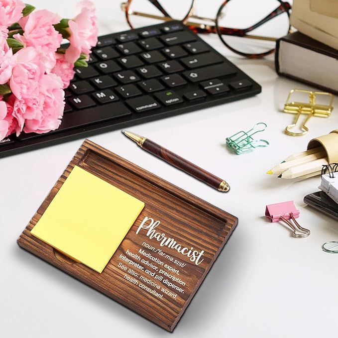 Pharmacist Gift Sticky Note Holder, Pharmer Appreciation Gift, Thank You Gifts for Pharmacy Technician Future Pharmacist Pharmacology PHARMD Gift Self-Stick Note Pad Holders Desk Organizer TZP24