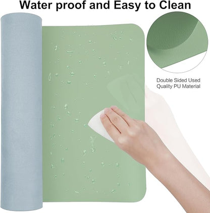 ‎Boutilon Leather Desk Pad 35"x 17" Non-Slip Mouse Pad,Office Desk Mat,Waterprooft PU Leather Desk Blotter,Desk Pad Protector,Desk Writing Pad for Home Office Decor (L-Green,35"x 17")