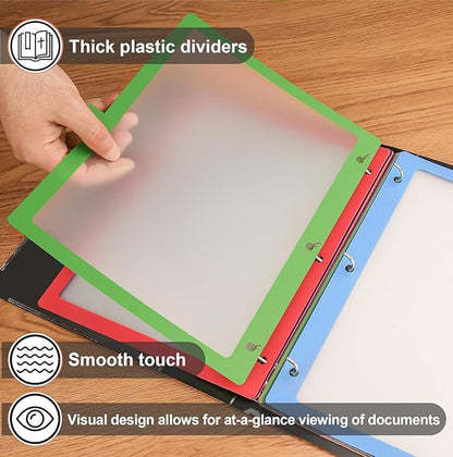 HABGP 24Pcs/3 Set 8 Tab Dividers for 3 Ring Binder, 24 Pcs Clear Color 3 Ring Binder Dividers with Tabs, Page Folder Dividers, Plastic Tabbed File Dividers with Tabs, Three Ring Binder Index Dividers