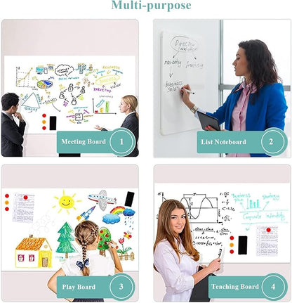 Magnetic Dry Erase Whiteboard Paper, 48" x 36" with Self Adhesive Whiteboard for Wall, Easy to Write and Clean Dry Erase Board for Kids, Office, Home, with Marker, Magnetic Eraser and Magnets