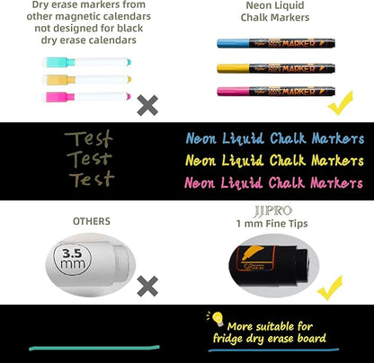 Magnetic Chalkboard Weekly Planner - Reward Chore Chart Blackboard Combo Set with Neon Bright Liquid Chalk Markers - Bonus Grocery List and Notepad Blackboard for Refrigerator Included
