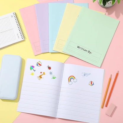 Henoyso 6 Pcs Primary Composition Notebook K-2 9 3/4 x 7 1/2 Inch Primary Journal Blank Writing Book for Kid to Write Draw and Journal 60 Page Notebook Back to School Supplies (Pastel Color)