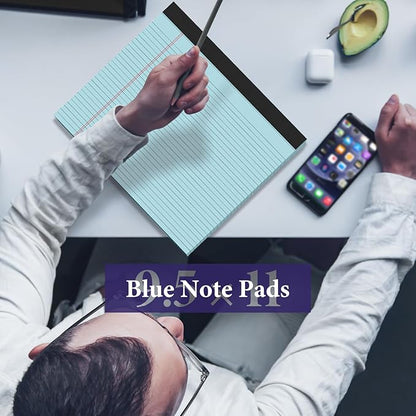 2 Pack Note Pads 11" x 9.5" Legal Pads College Ruled Notepad Micro Perforated Writing Pads Blue Lined Paper 80GSM College Ruled Paper Pad of Paper 30 Sheets Notebook for School, To-Do Lists, Office