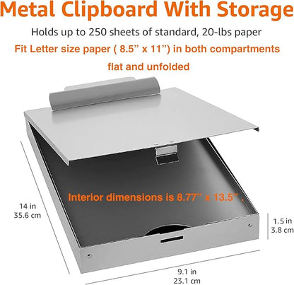 Amazon Basics Metal Storage Clipboard, Three-Tier, Pack of 10, letter size, Silver