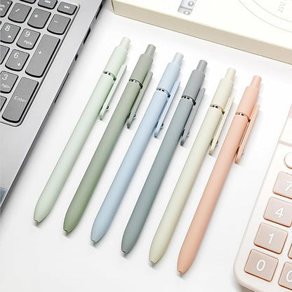 UIXJODO 6 Pcs Gel Pens 0.5mm Quick Dry Black Ink Pens Fine Point Smooth Writing Pens, Cute Office and School Supplies Gifts for Women Teacher Students (6 Pcs Morandi Silver)